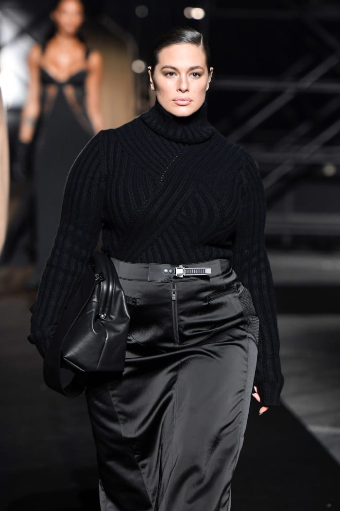 Ashley Graham walks the runway during the Boss Ready to Wear Spring/Summer 2023 fashion show as part of the Milan Fashion Week.
